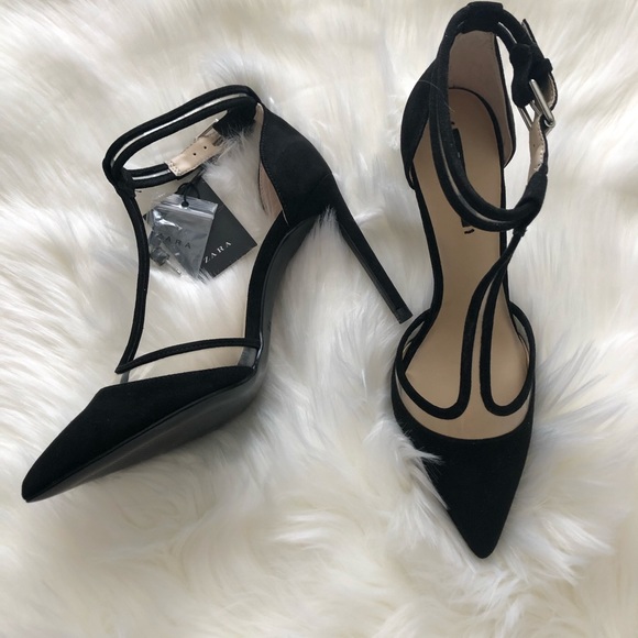 Zara Vinyl Black High Heel Court Shoes Size 6.5 - Picture 8 of 10